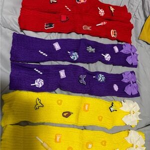 Colorful Knitted Scarves with Fun Patches